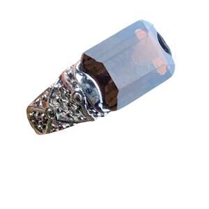 Lia Sophia Silver Filigree Smoky Faceted Cocktail Ring – Size 8 LS Mark